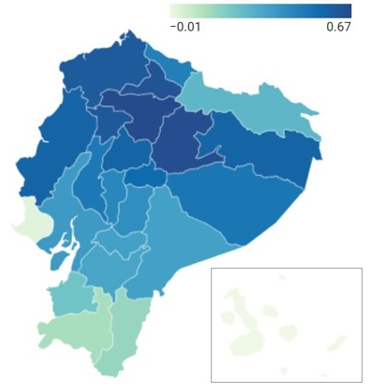 Average excess rainfall across Ecuadorian provinces in 2002