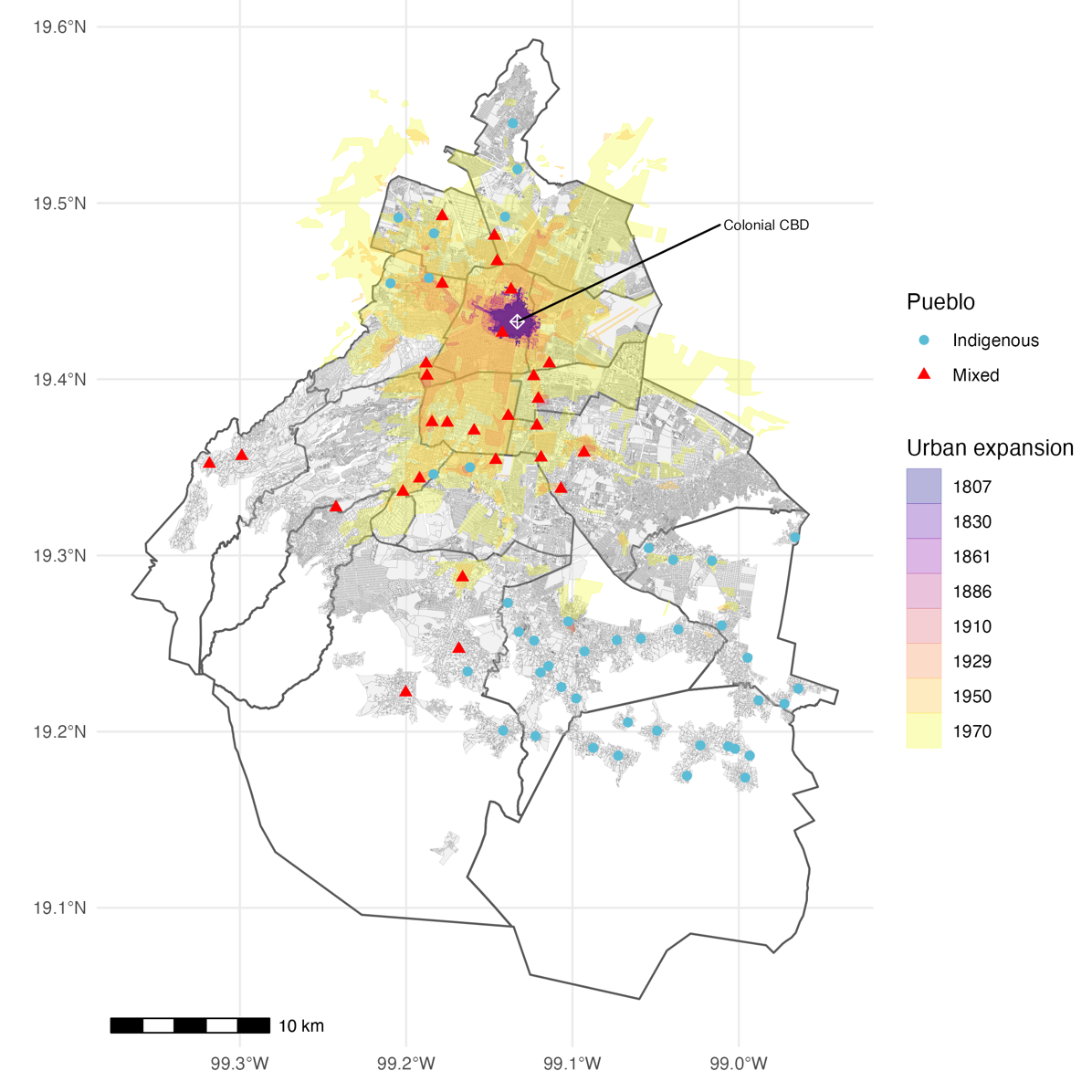 Pueblos’ location in Mexico City